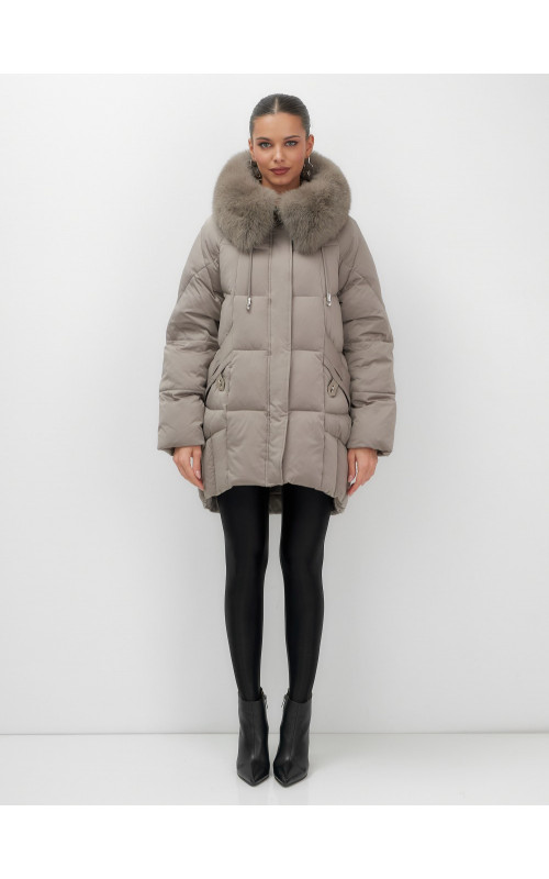 Пуховик с мехом песца зимний премиальный