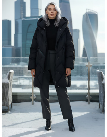 Длинный женский пуховик для зимы