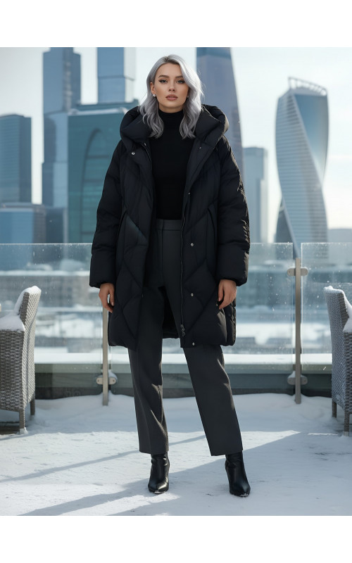 Длинный женский пуховик для зимы