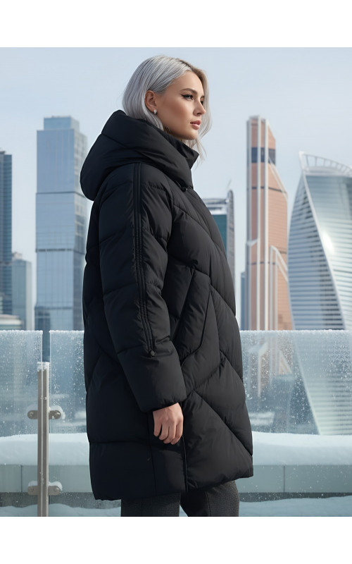 Длинный женский пуховик для зимы