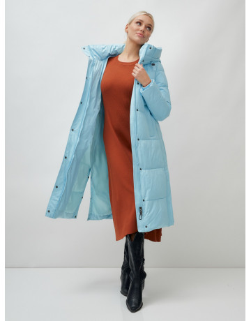 Длинный зимний пуховик с капюшоном для женщин