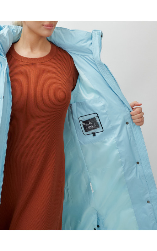 Длинный зимний пуховик с капюшоном для женщин