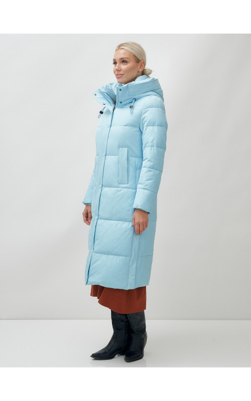 Длинный зимний пуховик с капюшоном для женщин
