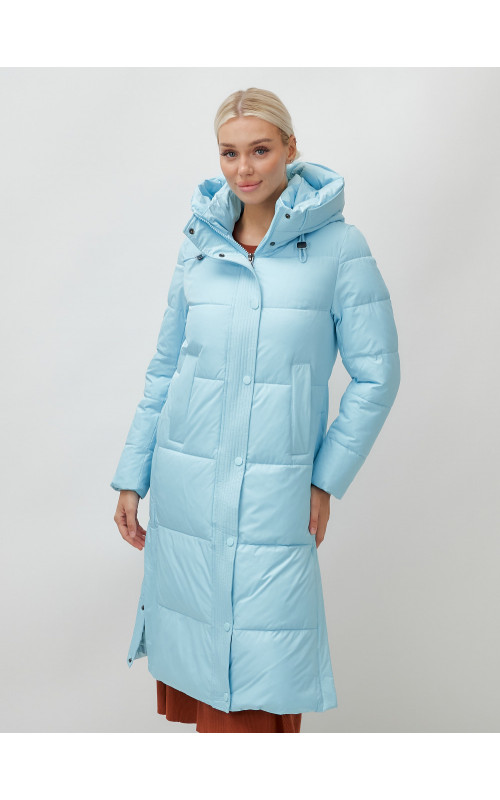 Длинный зимний пуховик с капюшоном для женщин