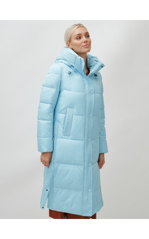 Длинный зимний пуховик с капюшоном для женщин