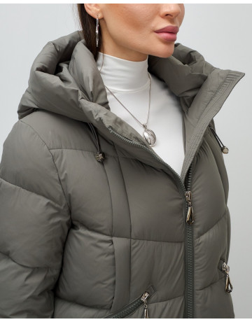 Длинный зимний пуховик с капюшоном для женщин