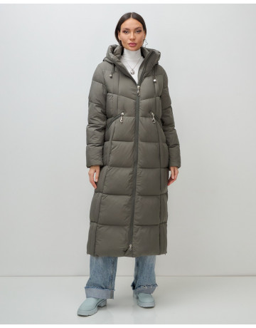 Длинный зимний пуховик с капюшоном для женщин