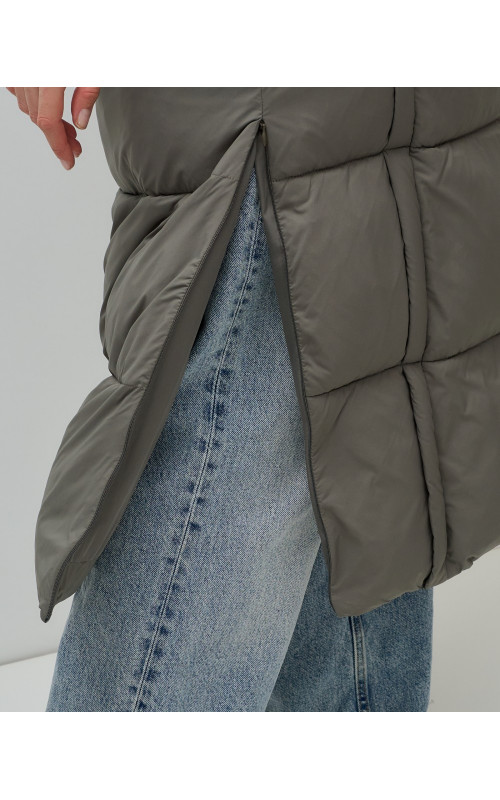 Длинный зимний пуховик с капюшоном для женщин