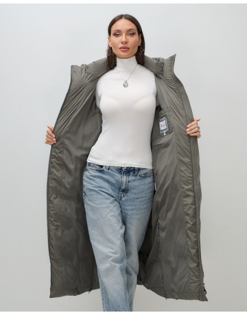 Длинный зимний пуховик с капюшоном для женщин