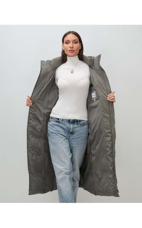 Длинный зимний пуховик с капюшоном для женщин