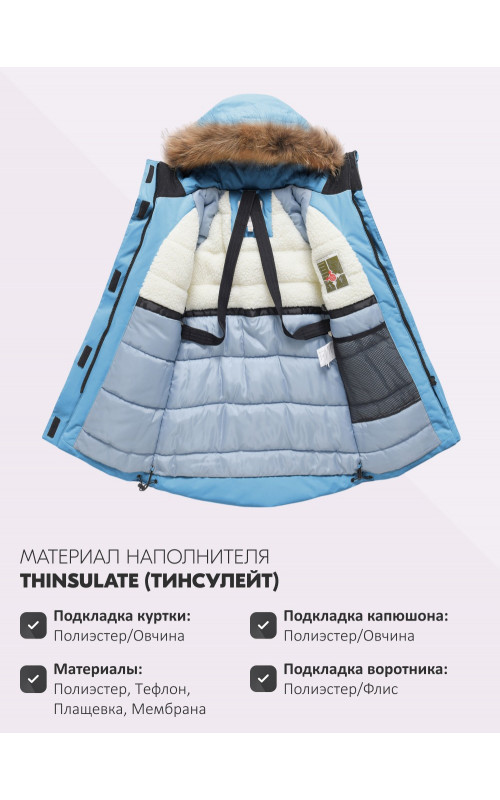 Зимняя парка для девочки-подростка, утеплённая и непромокаемая