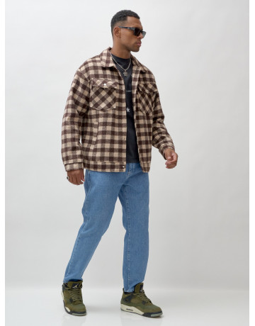 Мужская шерстяная рубашка прямого кроя в клетку.