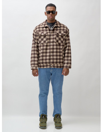 Мужская шерстяная рубашка прямого кроя в клетку.