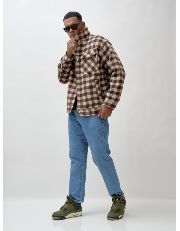 Мужская шерстяная рубашка прямого кроя в клетку.