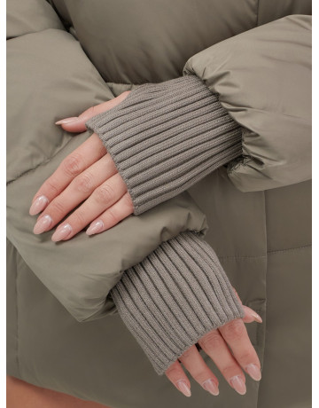 Пуховик с мехом песца, зима 2025, свободный крой