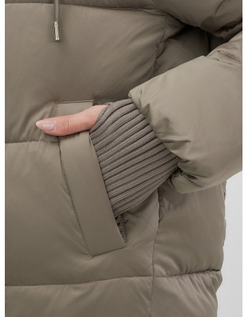 Пуховик с мехом песца, зима 2025, свободный крой