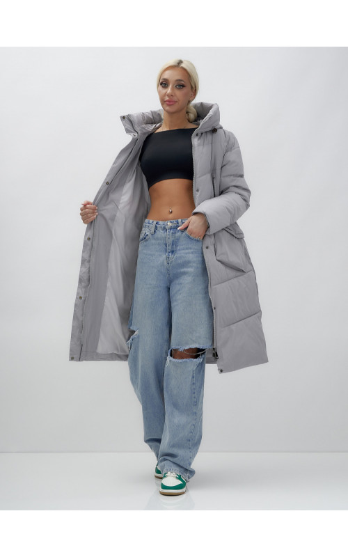 Тёплый женский пуховик с капюшоном