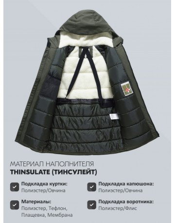 Мужская зимняя парка с капюшоном для активного отдыха