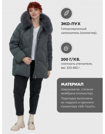 Пуховик для женщин с мехом песца