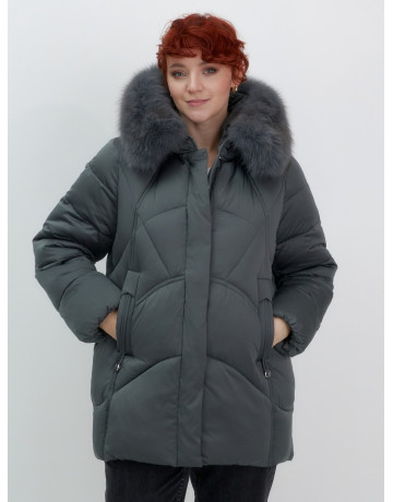 Пуховик для женщин с мехом песца