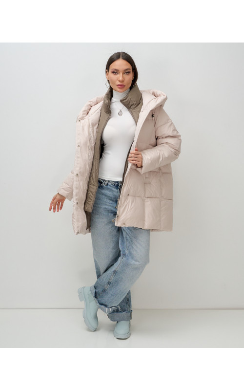 Женская зимняя куртка с капюшоном, размер 48–56.