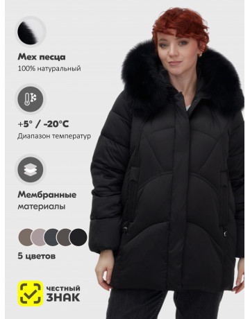 Пуховик для женщин с мехом песца