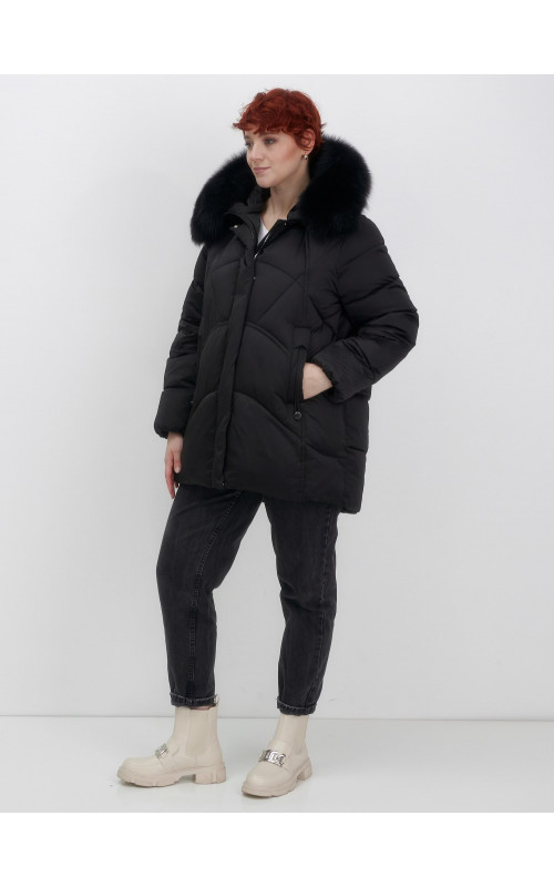 Пуховик для женщин с мехом песца