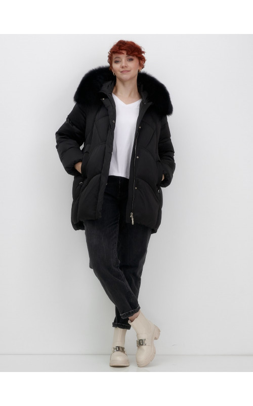 Пуховик для женщин с мехом песца