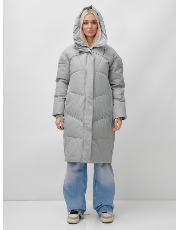 Длинный зимний пуховик с капюшоном для женщин