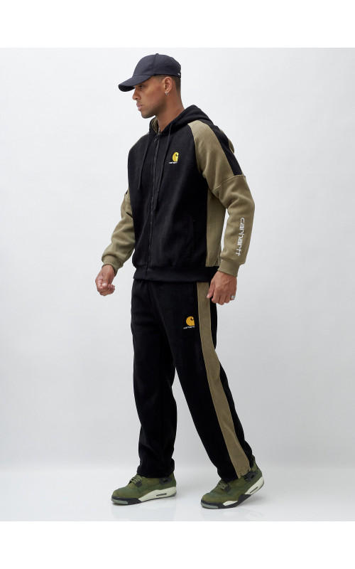 Мужской утеплённый спортивный костюм с начёсом для осени.