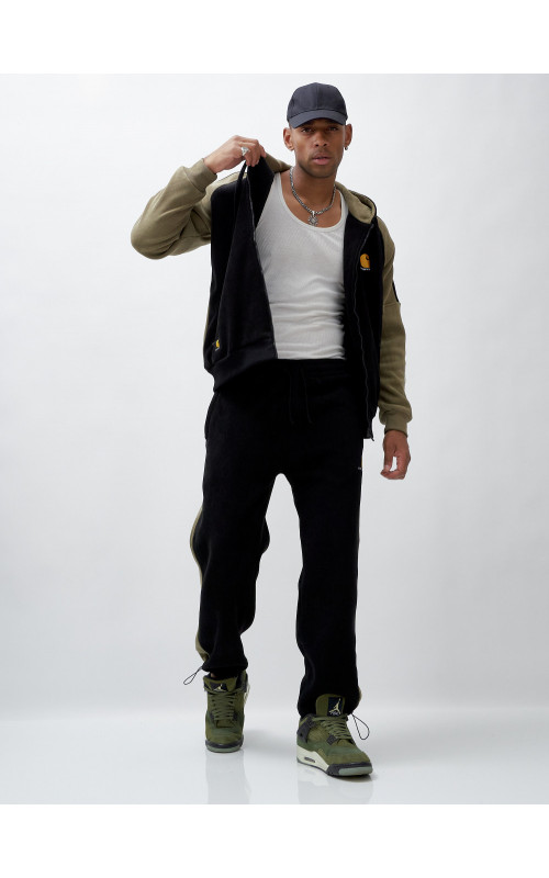 Мужской утеплённый спортивный костюм с начёсом для осени.