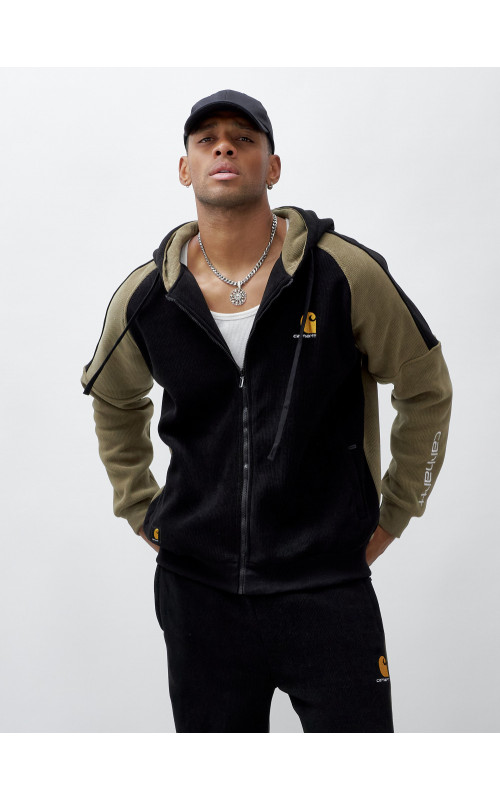 Мужской утеплённый спортивный костюм с начёсом для осени.