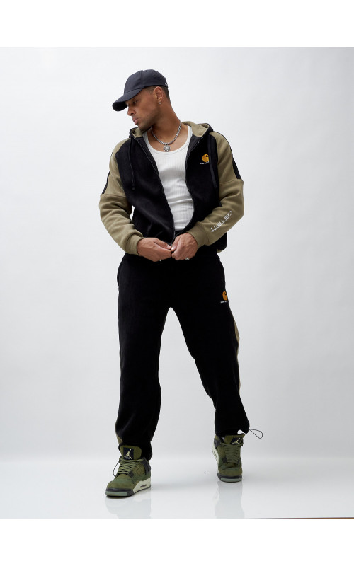 Мужской утеплённый спортивный костюм с начёсом для осени.