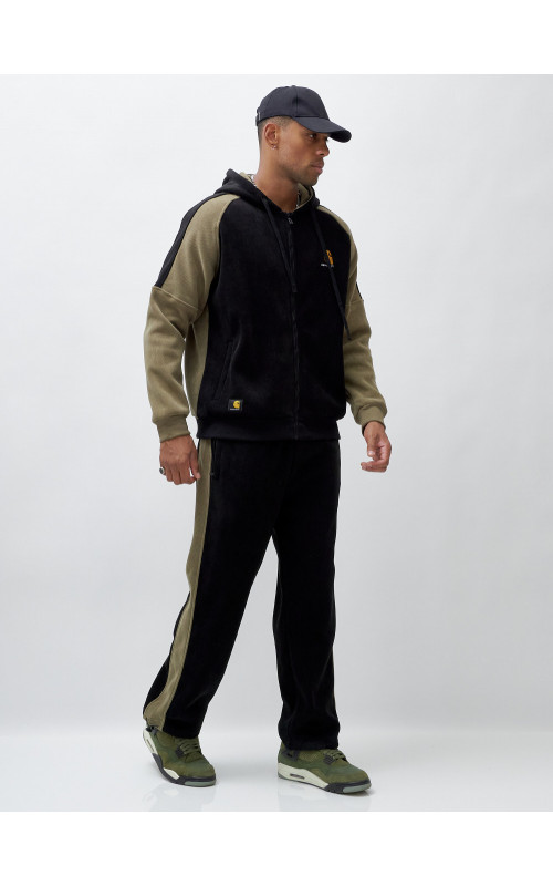 Мужской утеплённый спортивный костюм с начёсом для осени.