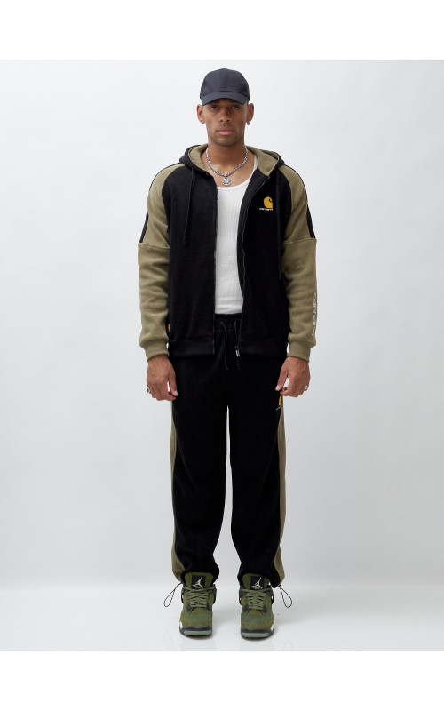 Мужской утеплённый спортивный костюм с начёсом для осени.