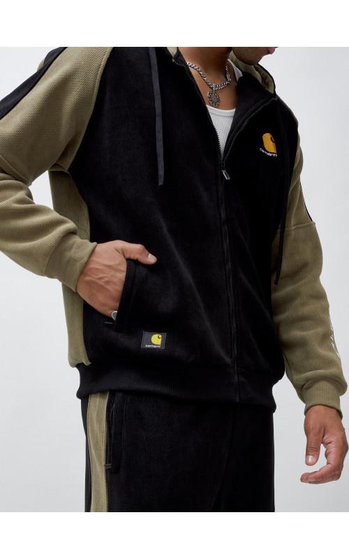 Мужской утеплённый спортивный костюм с начёсом для осени.