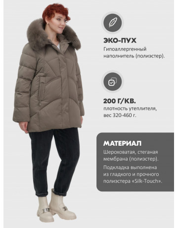 Пуховик для женщин с мехом песца