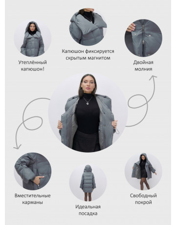 Зимняя женская куртка с капюшоном для холодного сезона.