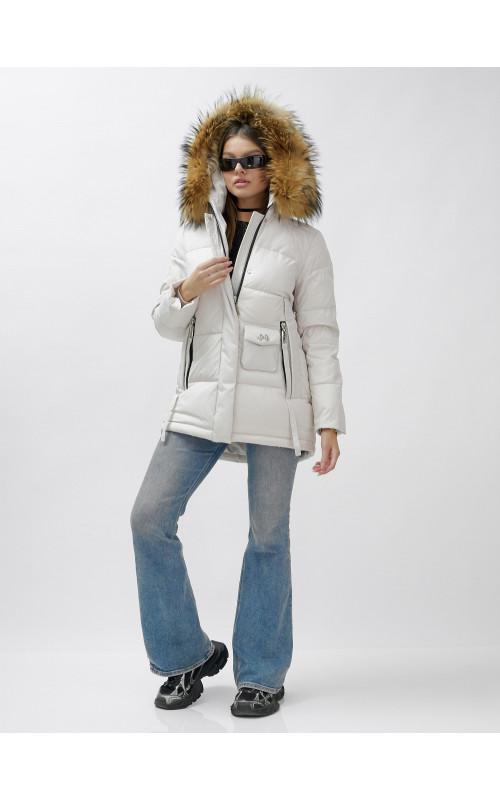 Женская зимняя куртка с мехом енота премиум-класса