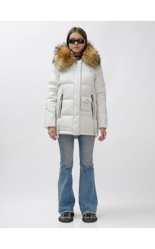 Женская зимняя куртка с мехом енота премиум-класса