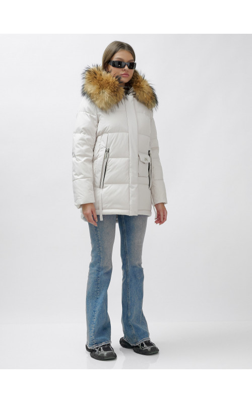 Женская зимняя куртка с мехом енота премиум-класса