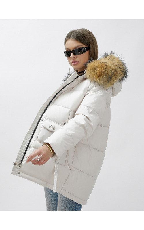 Женская зимняя куртка с мехом енота премиум-класса