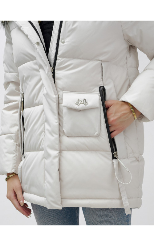 Женская зимняя куртка с мехом енота премиум-класса