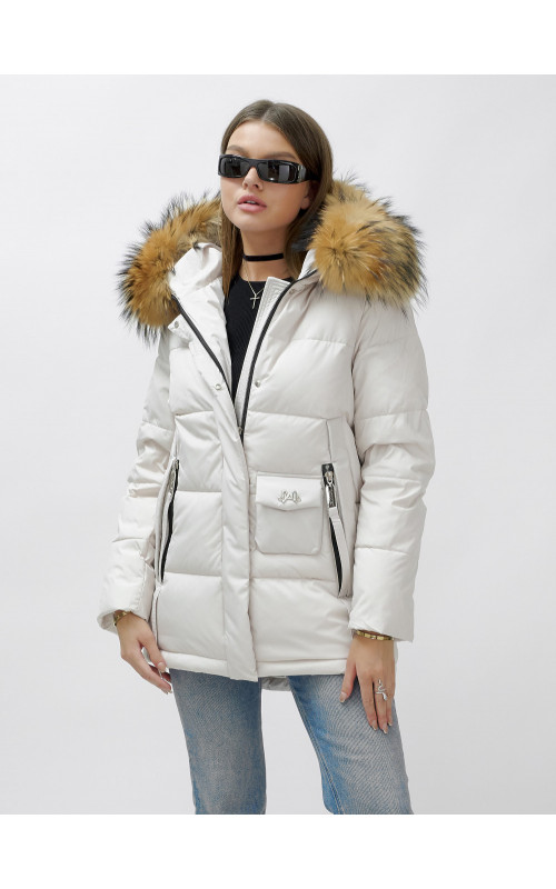 Женская зимняя куртка с мехом енота премиум-класса