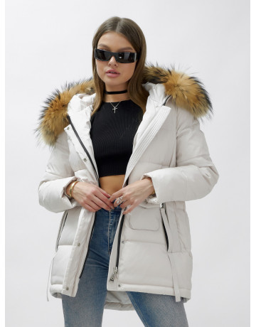Женская зимняя куртка с мехом енота премиум-класса
