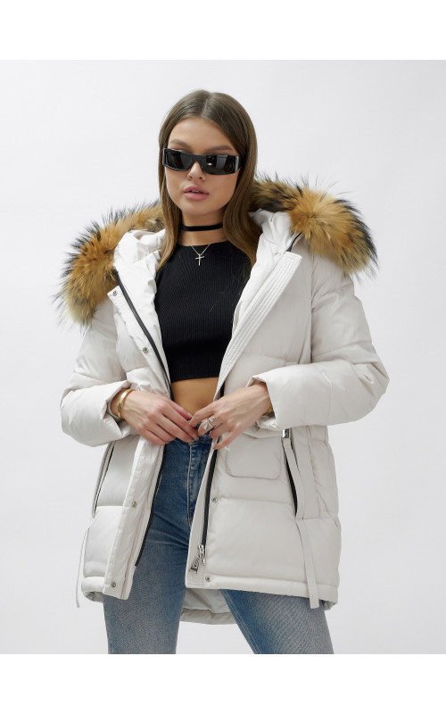 Женская зимняя куртка с мехом енота премиум-класса