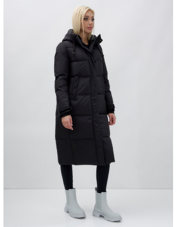 Длинный зимний пуховик для женщин с капюшоном.