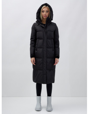 Длинный зимний пуховик для женщин с капюшоном.
