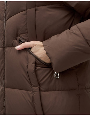 Длинный зимний пуховик для женщин с капюшоном