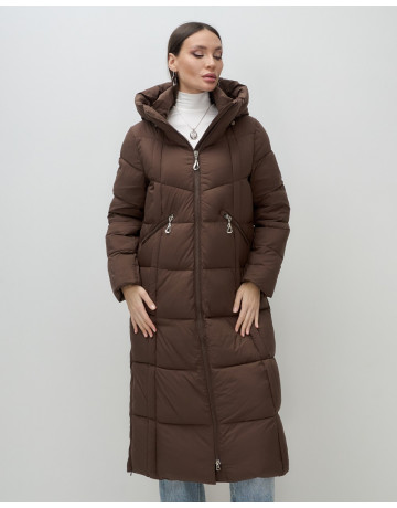 Длинный зимний пуховик для женщин с капюшоном
